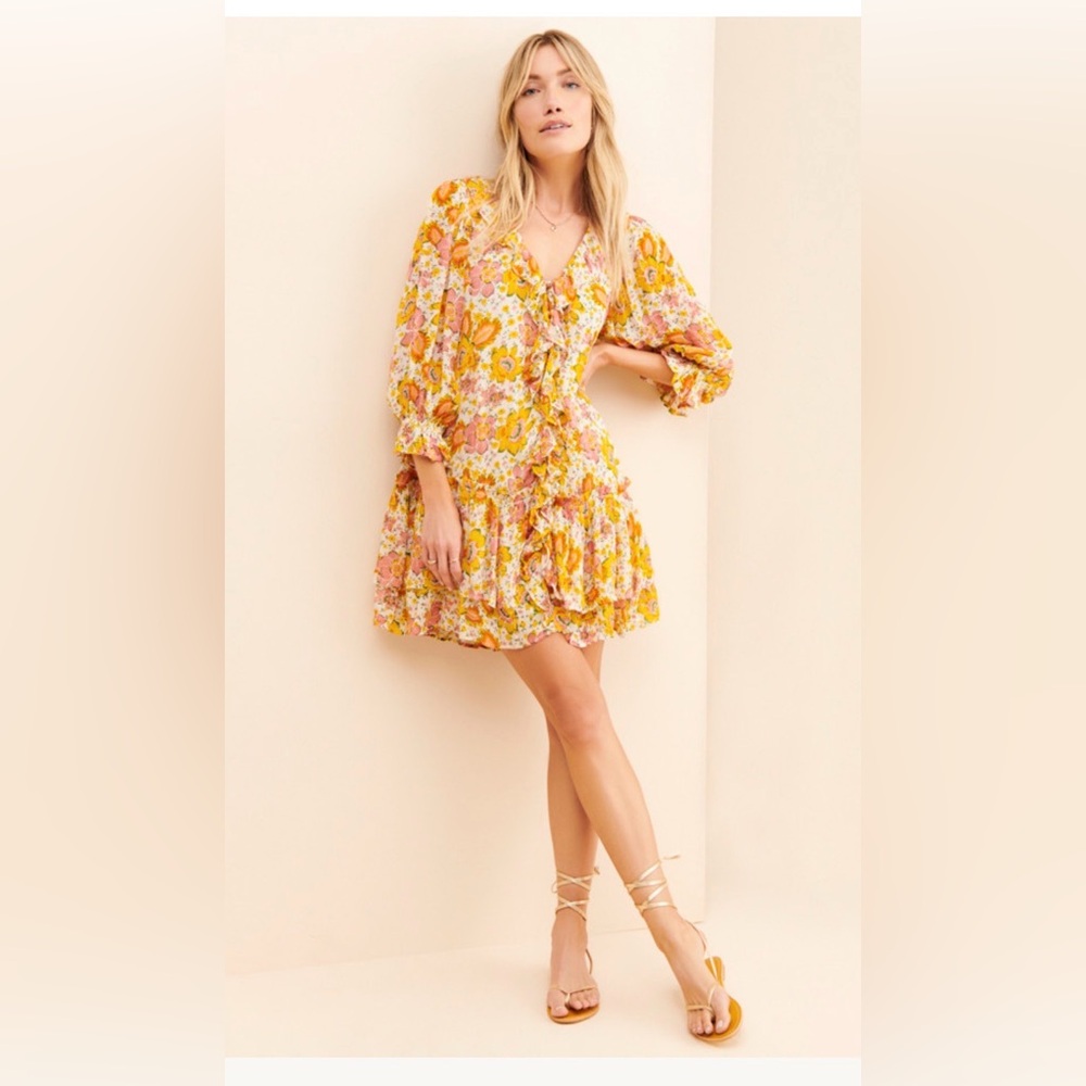 Cleobella Audrey Mini Dress Yellow Floral Motif large $248